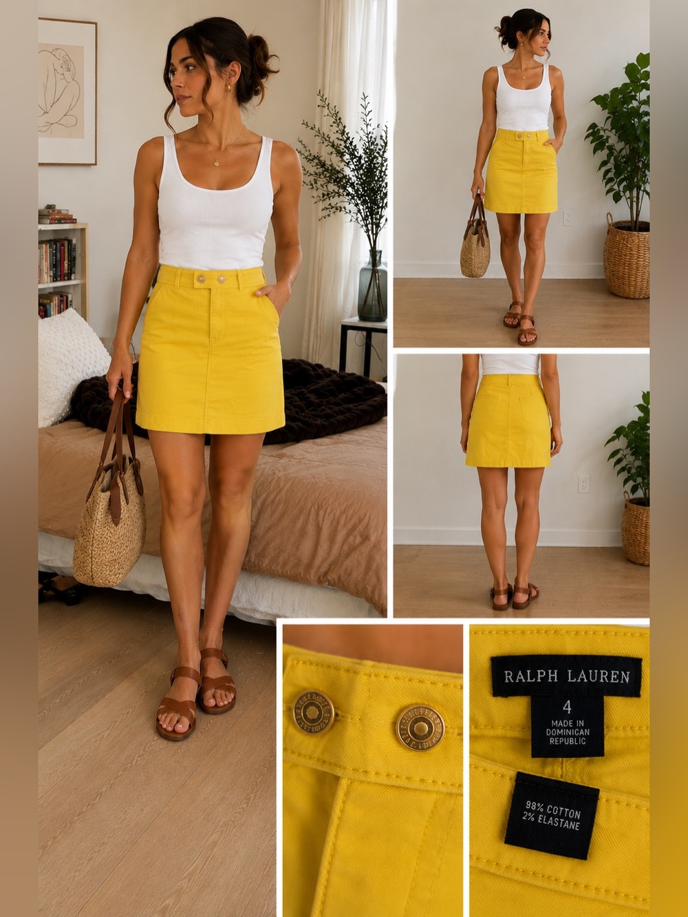 Ralph Lauren Black Label Yellow Cotton Skirt Size 4